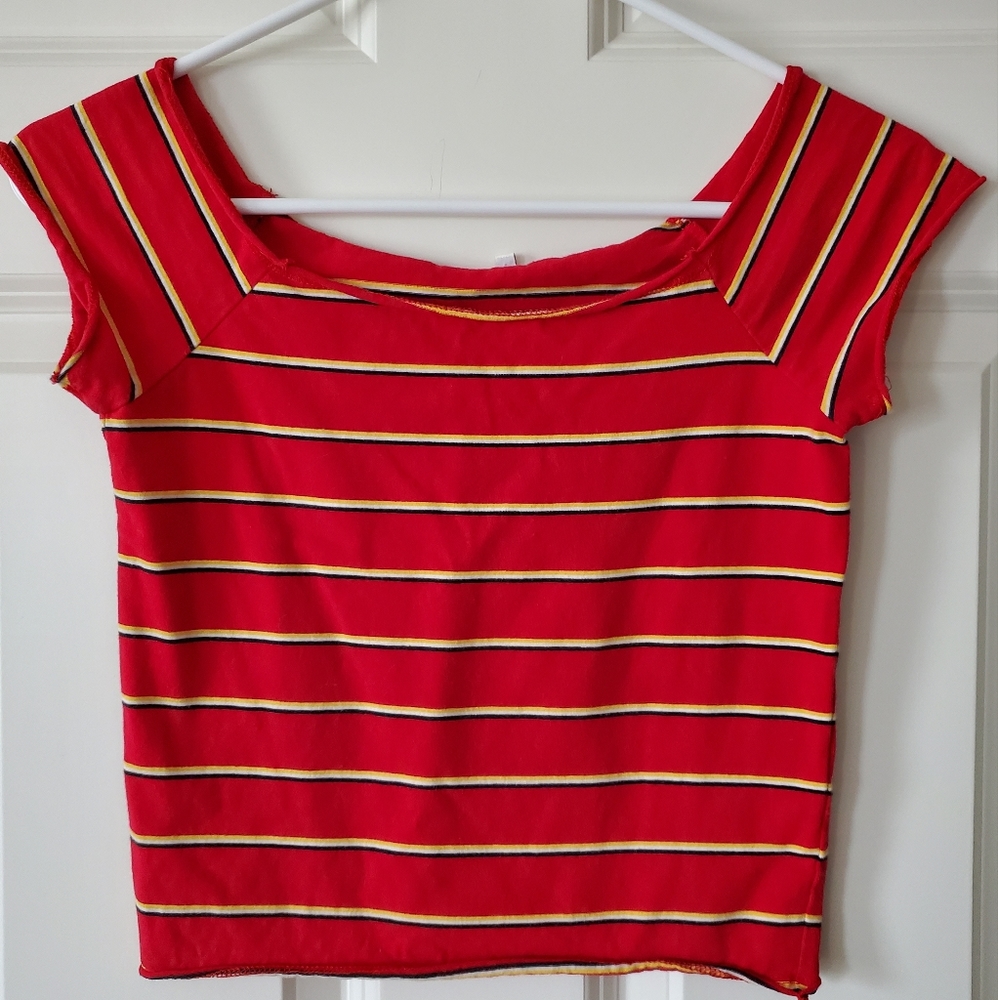 Good Luck Gem Crop Off The Shoulder Tee Sz XS